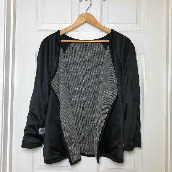 Dana Buchman Women’s Open Waterfall Front Tweed Black Gray Jacket Blazer Size 16 - Picture 5 of 15